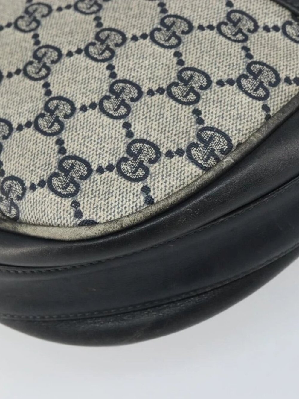 GUCCI GG Supreme Horsebit Shoulder Bag PVC Navy Gold - Picture 12 of 16